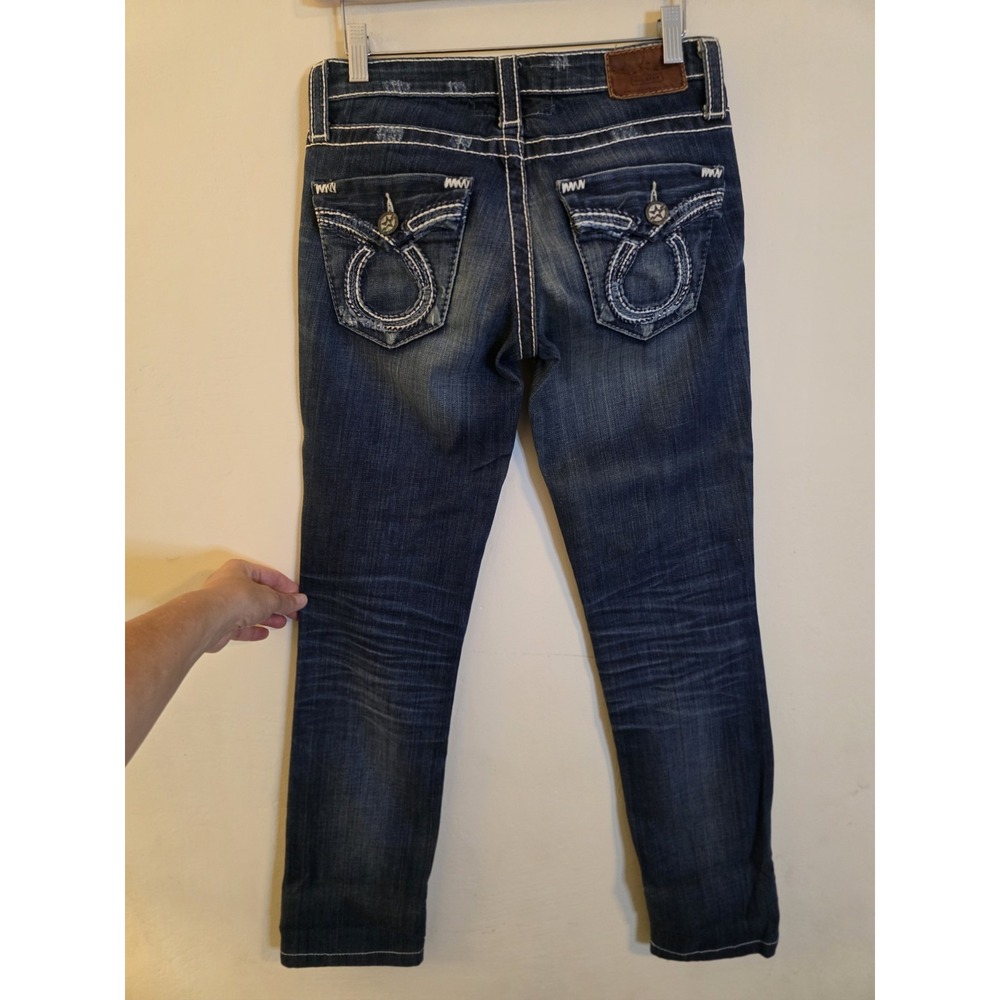 Big Star Nico Low Rise Skinny Jeans Dark Wash Contrast Stitch 26L